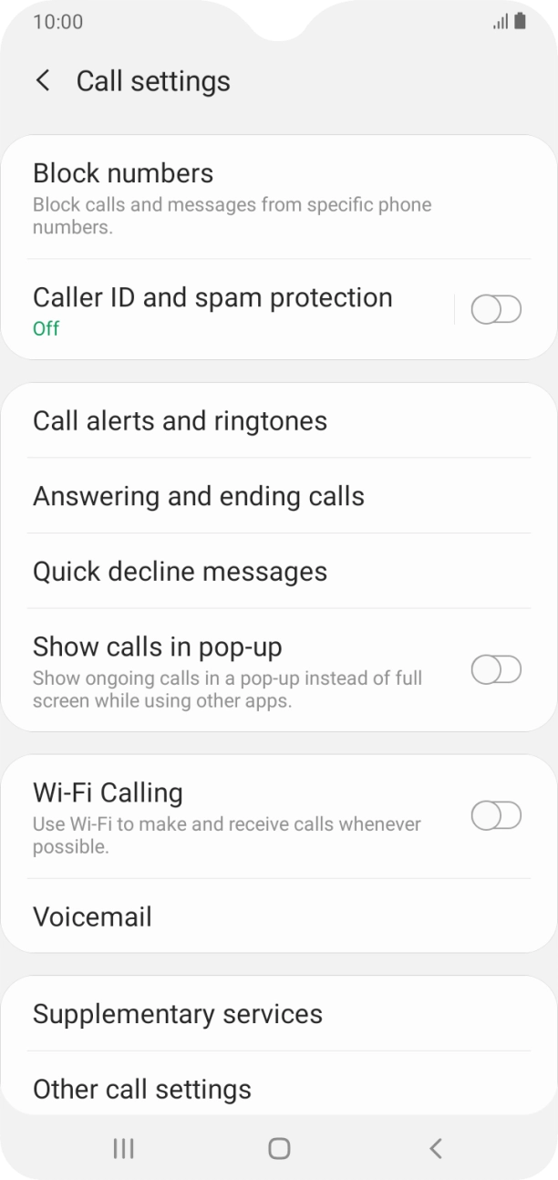 Press the indicator next to 'Wi-Fi Calling' to turn the function on or off. Press the indicator next to 'Wi-Fi Calling' to turn the function on or off.