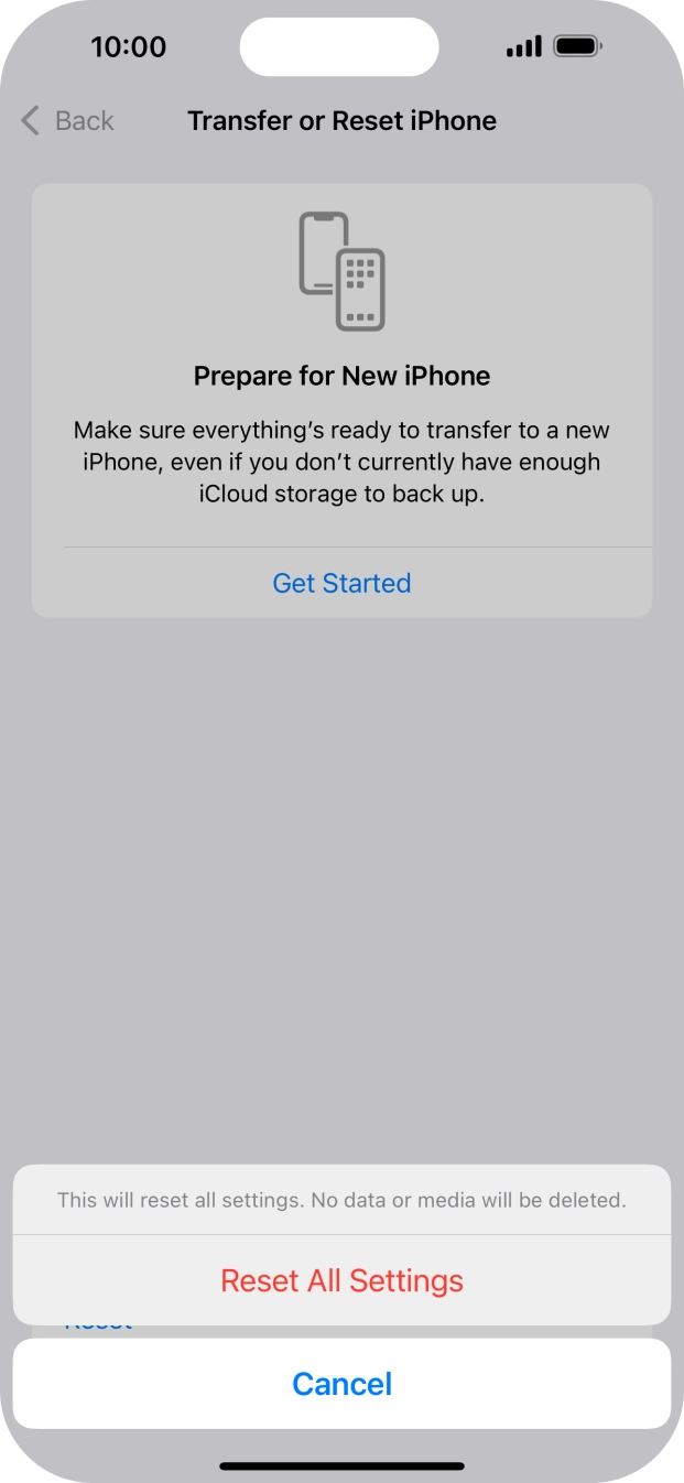 Press Reset All Settings.