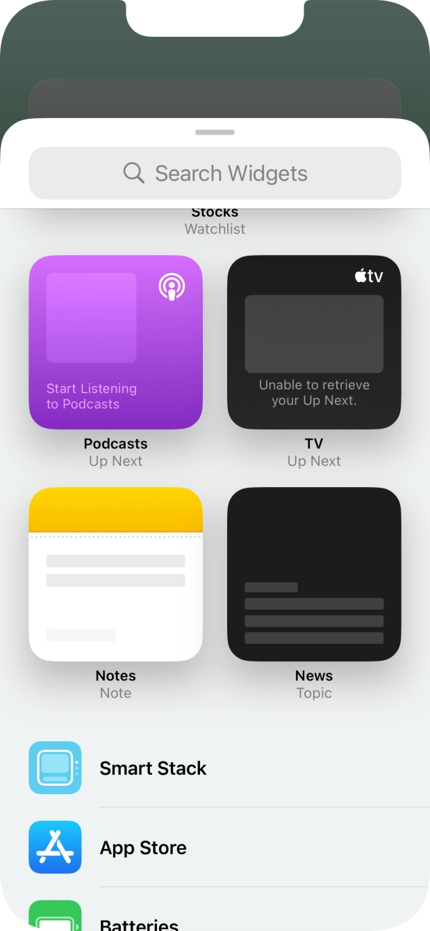 Press the required widget. Press the required widget.