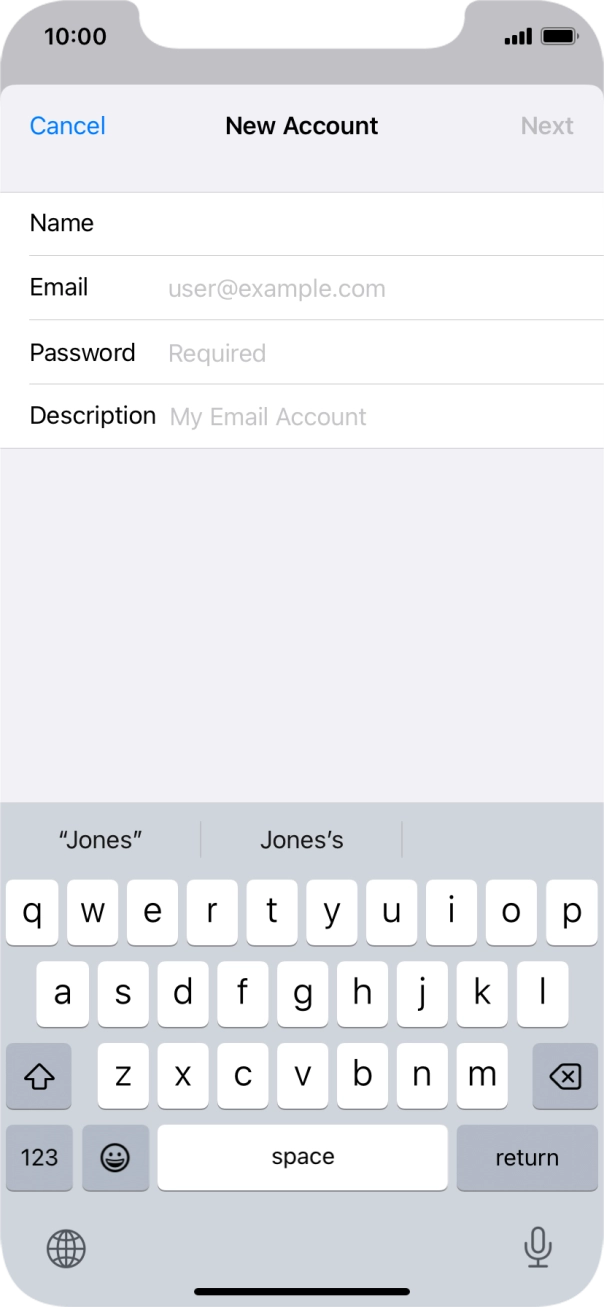 Press Email and key in your email address.
