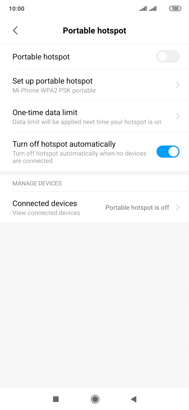 Press Set up portable hotspot. Press Set up portable hotspot.
