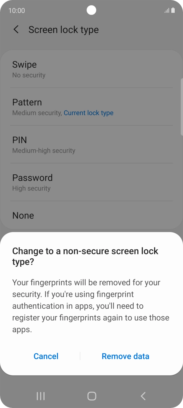 Press Remove data.
