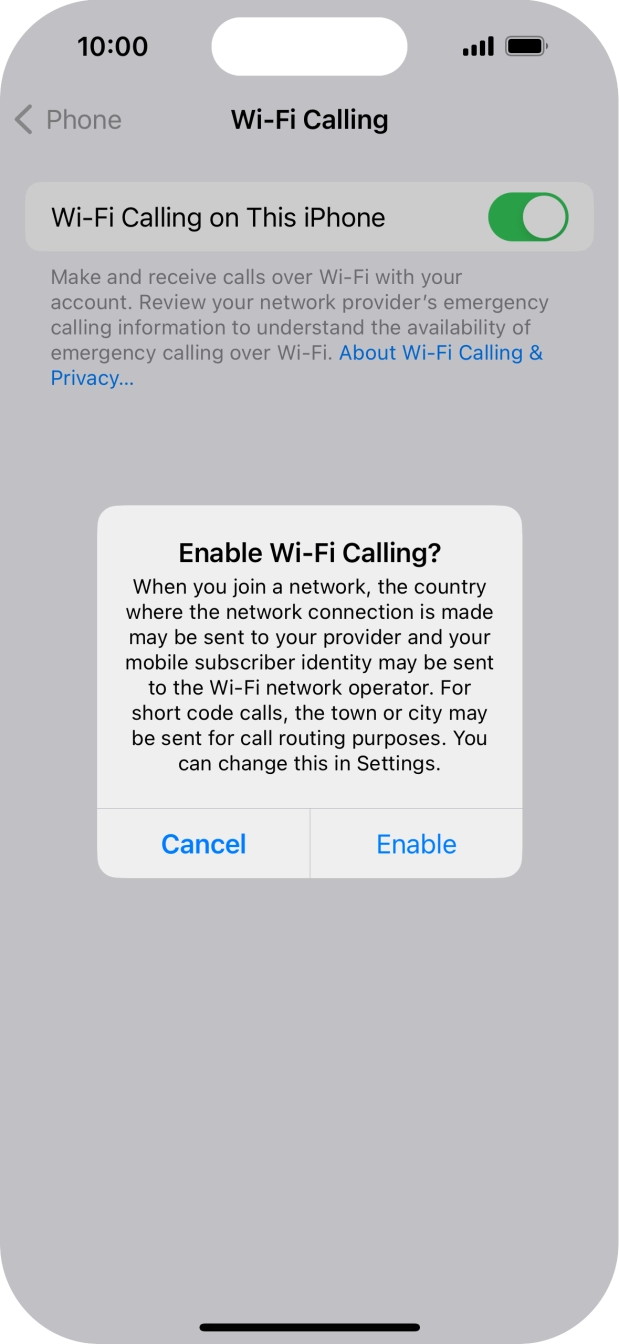 If you turn on the function, press Enable. If you turn on the function, press Enable.