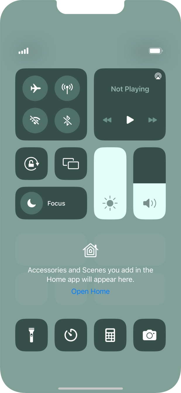 Press the flight mode icon to turn the function on or off. Press the flight mode icon to turn the function on or off.