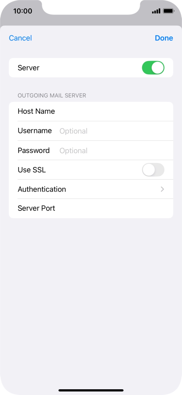 Press the indicator next to 'Use SSL' to turn on the function.