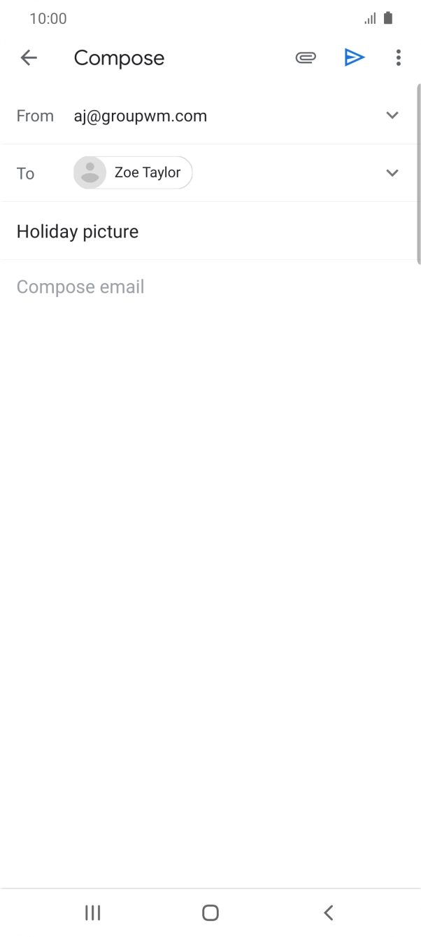 Press the text input field and write the text for your email.