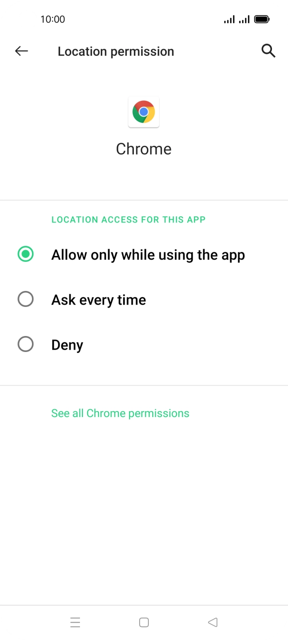 Press the required setting.