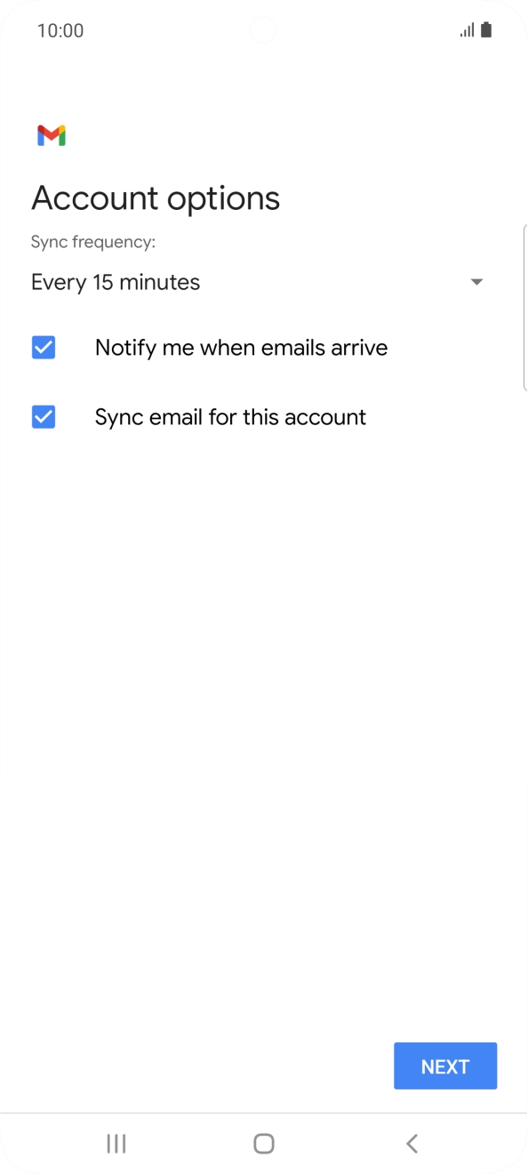 If this screen is displayed, you email account has been recognised and set up automatically. Follow the instructions on the screen to key in more information and finish setting up your phone. If this screen is displayed, you email account has been recognised and set up automatically. Follow the instructions on the screen to key in more information and finish setting up your phone.