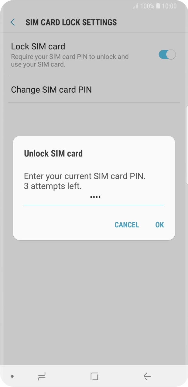 Key in your SIM PIN and press OK. The default SIM PIN is 0000.