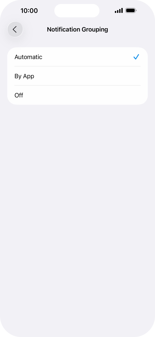 Press the required setting. Press the required setting.