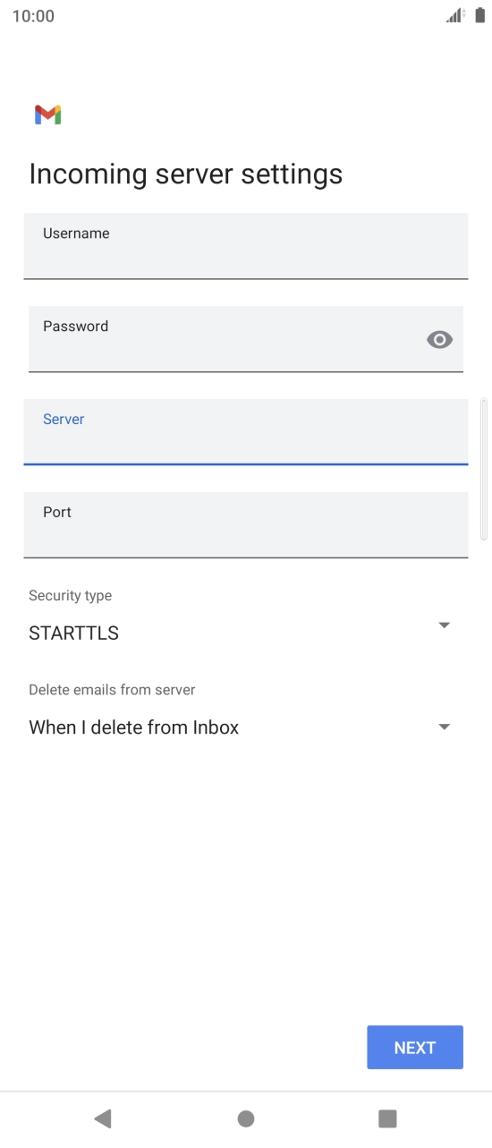 Press the field below 'Port' and key in 110.