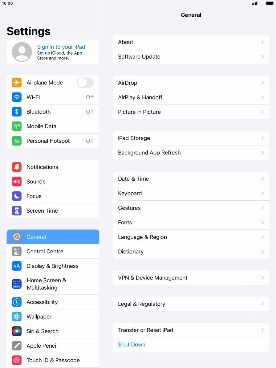 Press Sign in to your iPad. Press Sign in to your iPad.