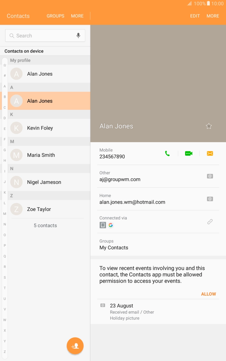 Press the add contact icon.