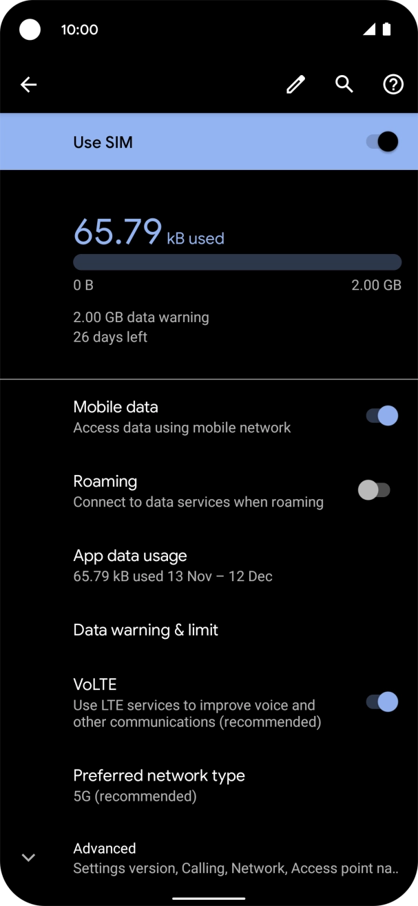 The total data usage is displayed.