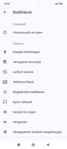 Válaszd a Telefonos fiókok lehetőséget.
