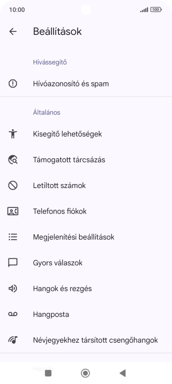 Válaszd a Telefonos fiókok lehetőséget.