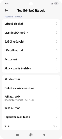 Válaszd a Fiókok és szinkronizálás lehetőséget.