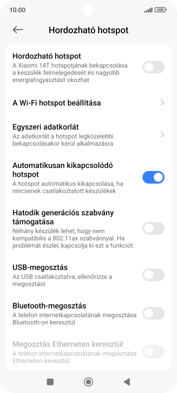 Válaszd a A Wi-Fi hotspot beállítása lehetőséget.