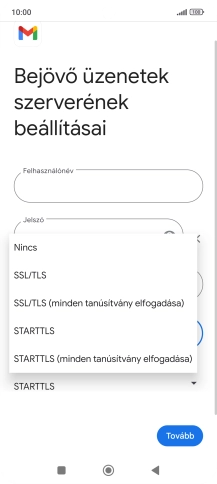 Válaszd az SSL/TLS lehetőséget.