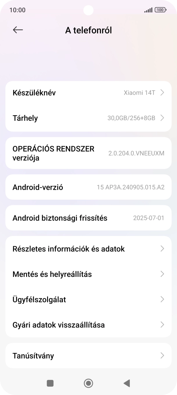 Válaszd a Gyári adatok visszaállítása lehetőséget.