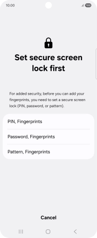 Press the required lock code and follow the instructions on the screen to create an additional lock code.