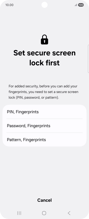 Press the required lock code and follow the instructions on the screen to create an additional lock code.