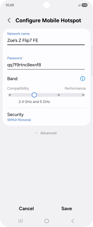 Press the field below 'Password' and key in the required password.