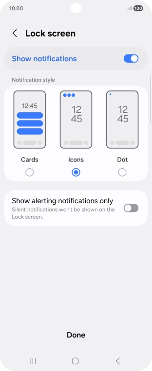 Press the required settings to turn them on or off.
