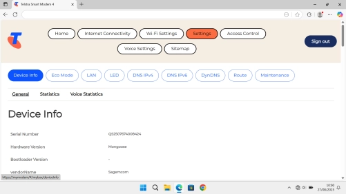 In Settings, you can change various modem settings, view statistics and information about your modem and restore the factory default settings. In Settings, you can change various modem settings, view statistics and information about your modem and restore the factory default settings.