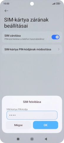 Írd be a PIN-kódot, és válaszd az OK lehetőséget.