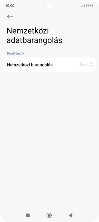 Nyisd le a „Nemzetközi barangolás” mellett legördülő menüt.