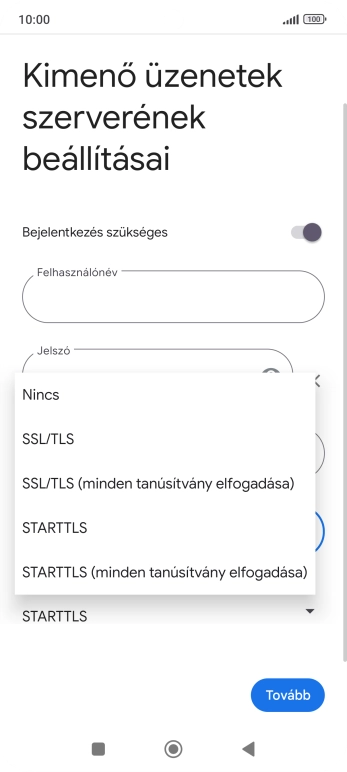 Válaszd az SSL/TLS lehetőséget.