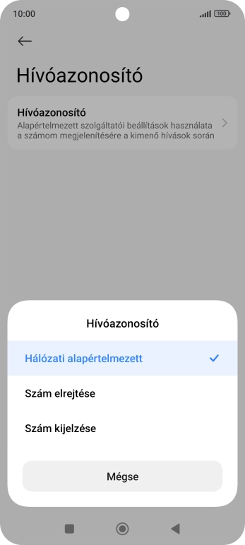 Válaszd a Szám kijelzése lehetőséget a hívószámküldés bekapcsolásához.