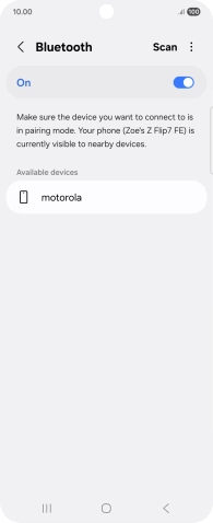 Press the required Bluetooth device and follow the instructions on the screen to pair the device with your phone.