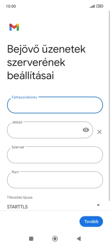 Kattints a „Szerver” alatti mezőre, és írd be az e-mail szolgáltatód bejövő szerverének a nevét.