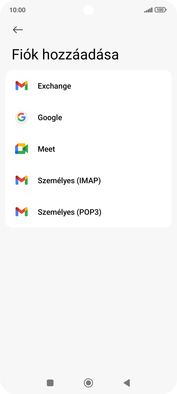 Válaszd a Személyes (IMAP) lehetőséget.