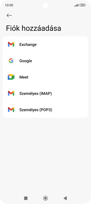Válaszd a Személyes (IMAP) lehetőséget.