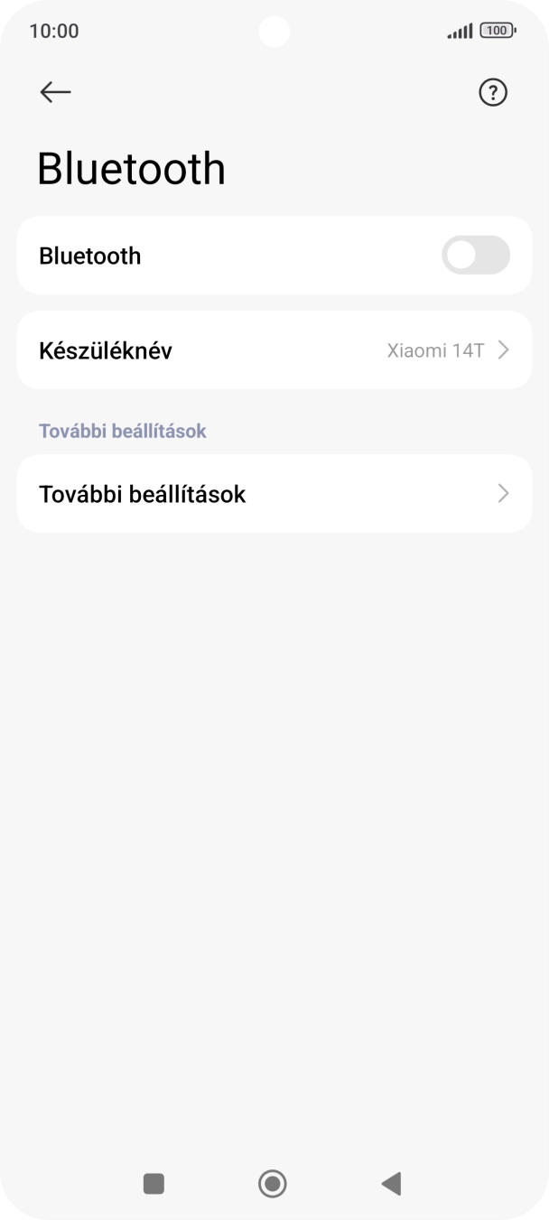 Kattints a „Bluetooth” melletti csúszkára a funkció bekapcsolásához.