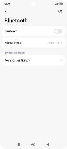 Kattints a „Bluetooth” melletti csúszkára a funkció bekapcsolásához.