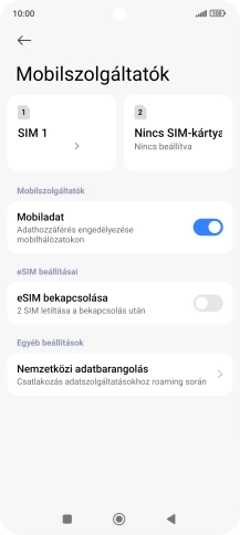Válaszd a SIM-kártya nevét.