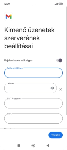 Kattints a „Jelszó” alatti mezőre, és írd be az e-mail szolgáltatód kimenő szerverének jelszavát.