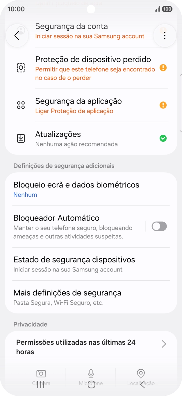 Prima Mais definições de segurança.