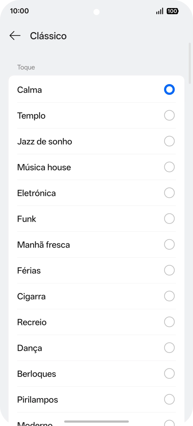 Prima os tons de toque pretendidos para os ouvir.