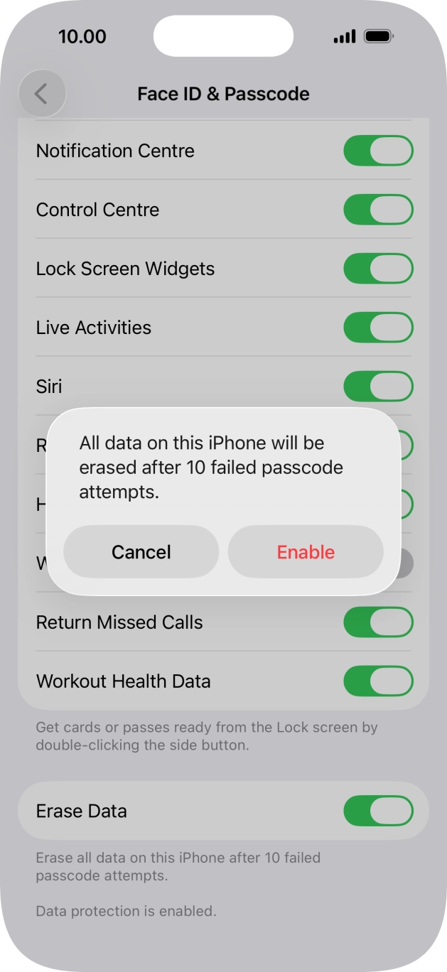 If you turn on the function, press Enable. If you turn on the function, press Enable.