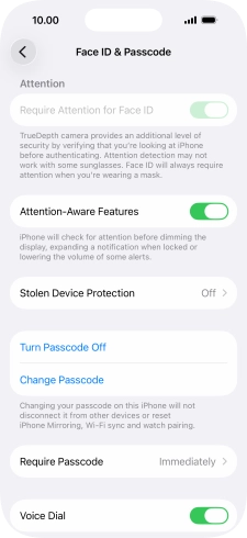 Press Turn Passcode Off and key in the lock code.
