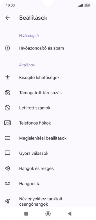 Válaszd a Telefonos fiókok lehetőséget.