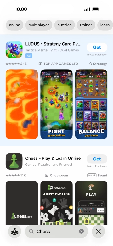 Press the required app.
