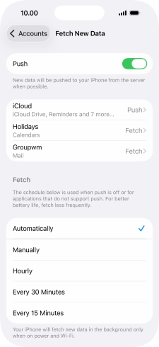 Press the indicator next to 'Push' to turn the function on or off.
