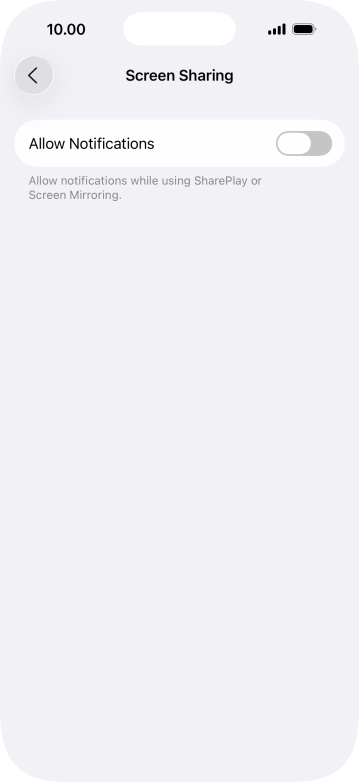 Press the indicator next to 'Allow Notifications' to turn the function on or off.