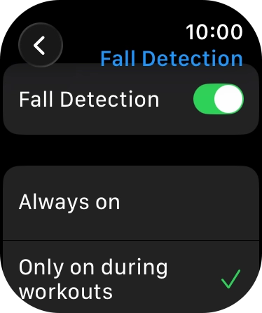 Press the indicator next to 'Fall Detection' to turn on the function.